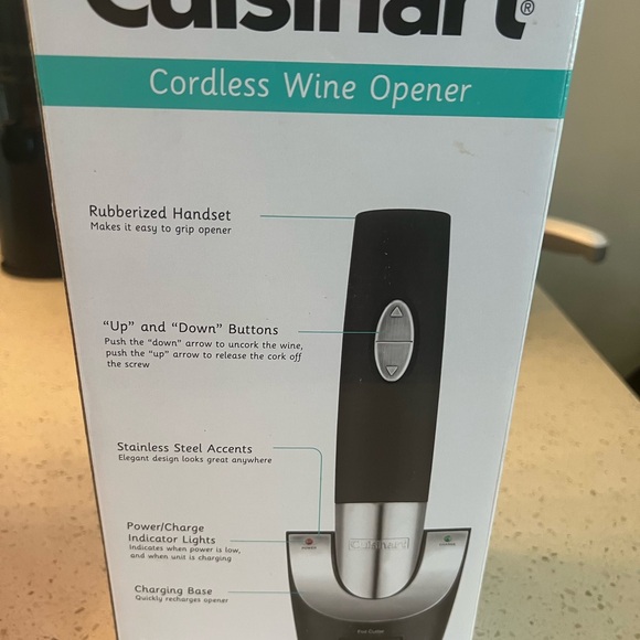 Cuisinart Other - Cuisinart Cordless Wine Opener - Black and Silver Finish